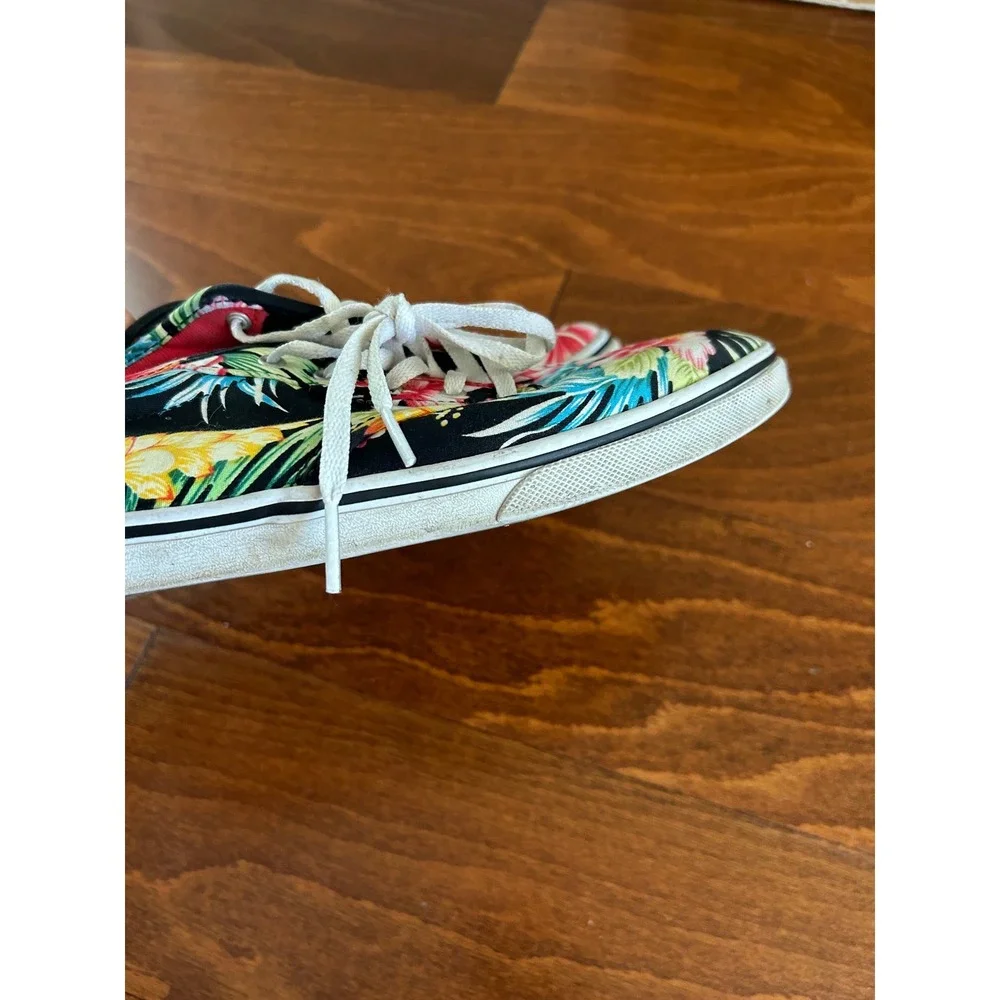 Vans Lo Pro Tropical‎ Hibiscus Floral Sneakers Black Pink Women 11 Low Top